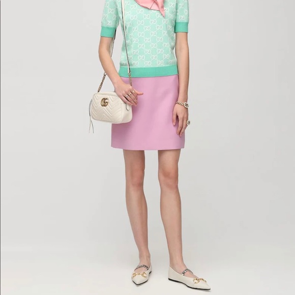 GUCCI Lilac Mini Skirt Size 40 4 Small Crepe Silk Wool 619479 Lined Luxury - Picture 11 of 15